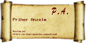 Priher Anzelm névjegykártya